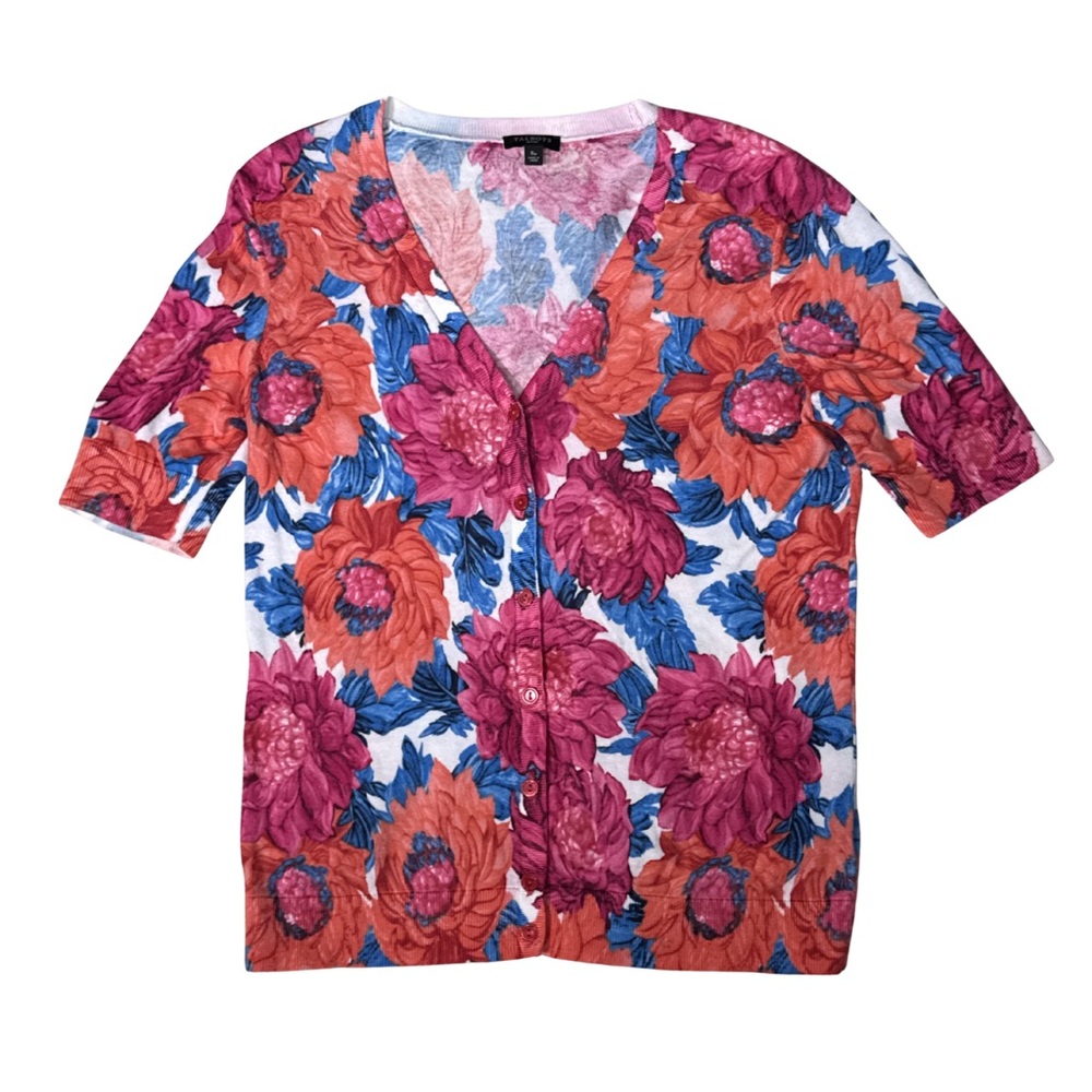Talbots Petites Multicolor Floral‎ Short Sleeve Sweater – Size SP